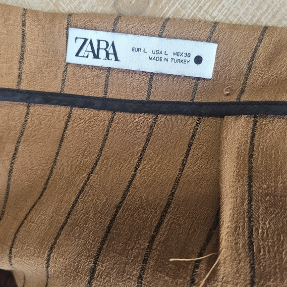 Zara Brown Tan Burnt Orange Stripe Printed Pareo Skirt With Knot Size L - Picture 9 of 9